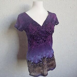 Vintage Purple Ombré Boho Paisley Top S